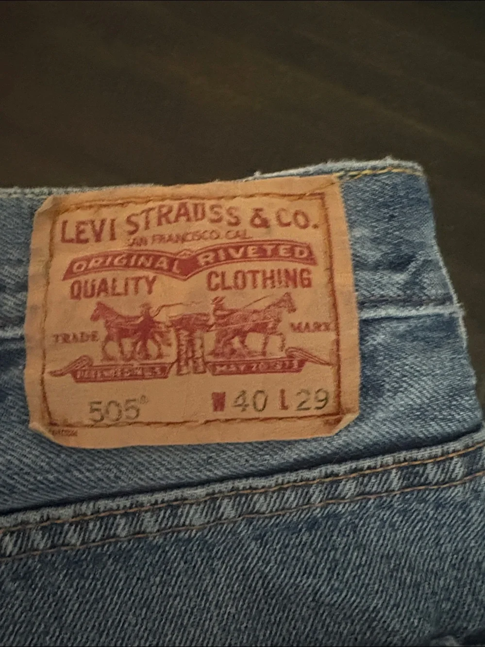 Levi's Light Blue Frayed Hem Denim Shorts